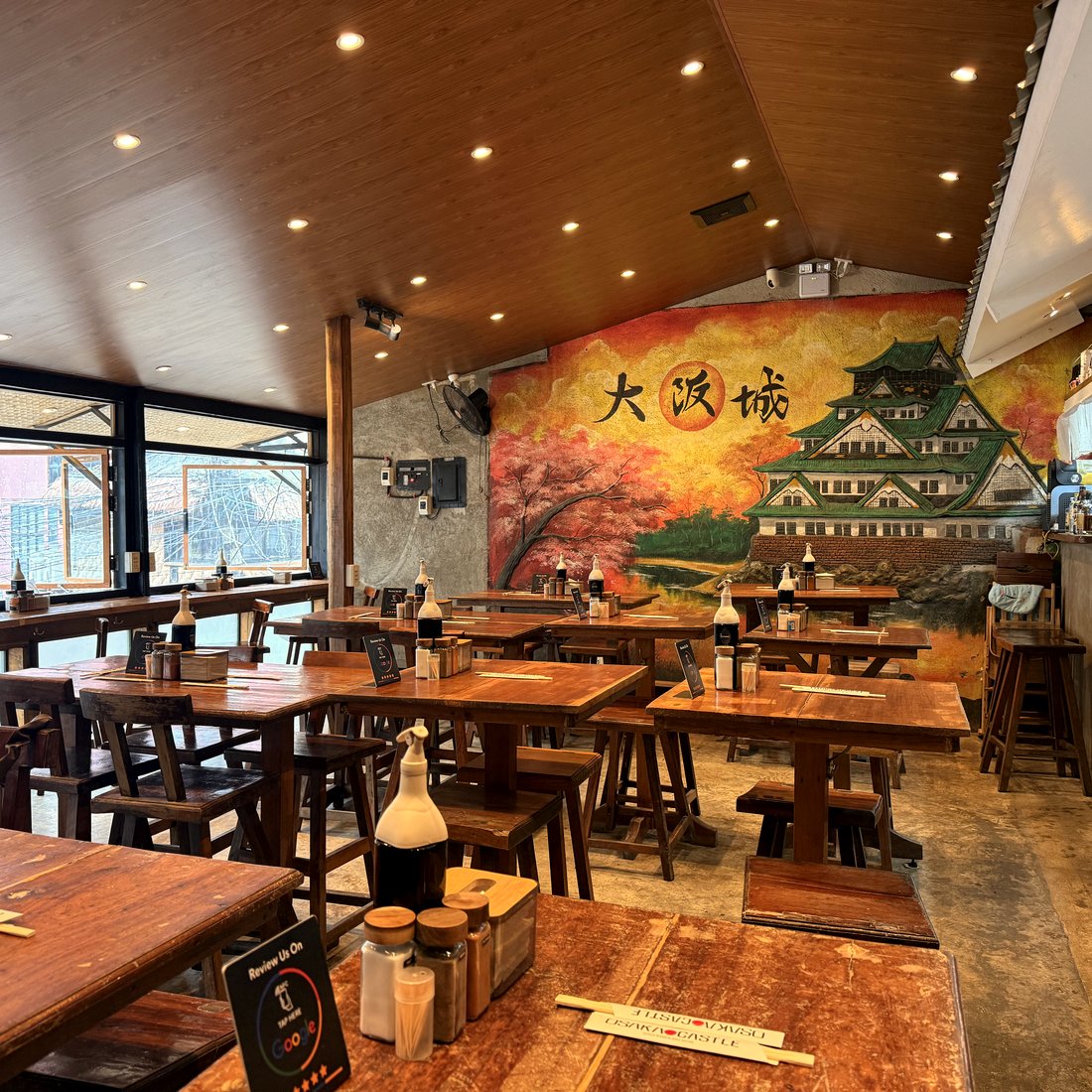 Osaka Castle interior with mural