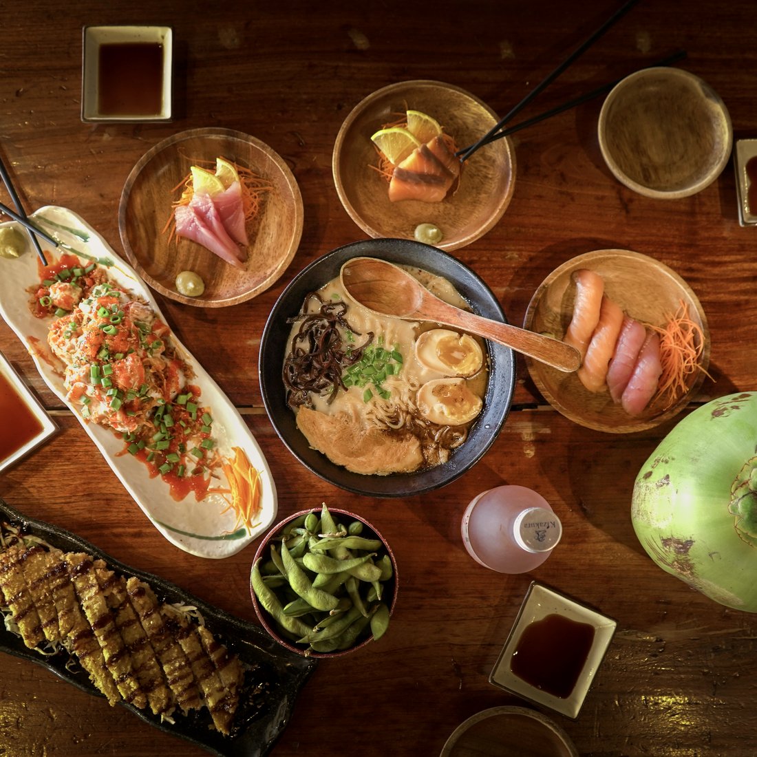 Japanese dishes spread